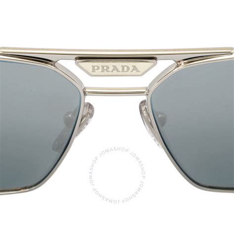 Prada Blue Mirror Silver Navigator Men's Sunglasses PR 58YS 